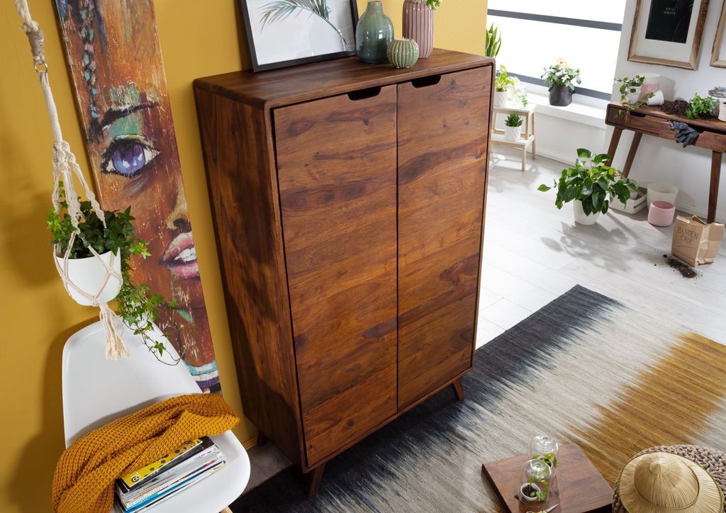 MASSIVMOEBEL24 Highboard Sheesham 90x40x145 walnuss Produktbild 