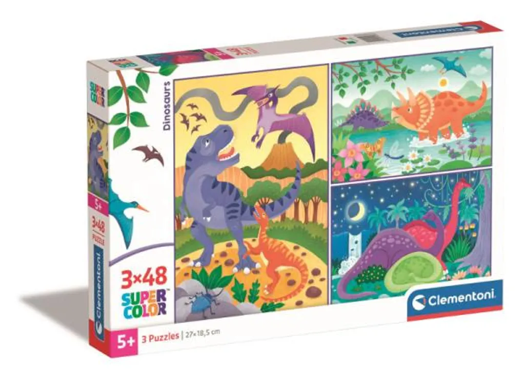 Clementoni Puzzle 3x48 Pièces Dinosaures Noli 25288 pour Enfants dès 4 Ans