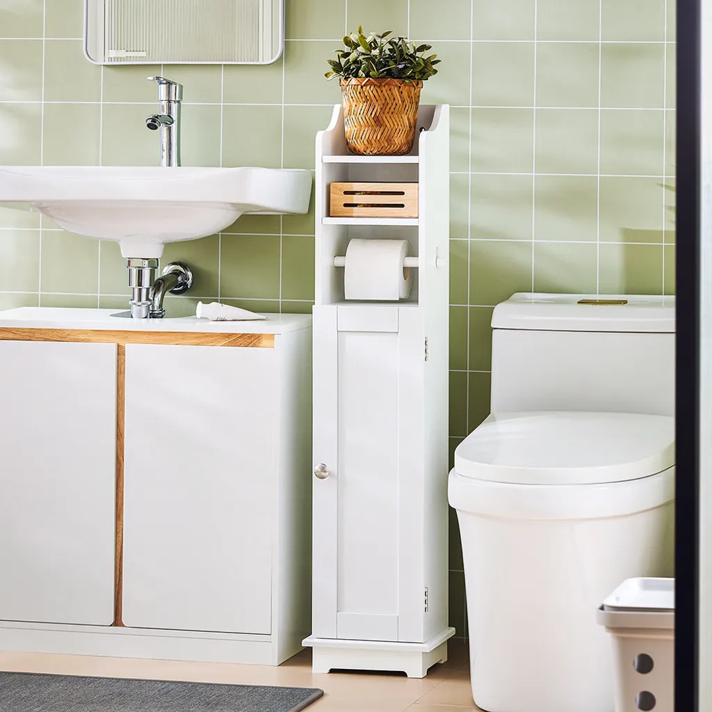 Rangement papier toilette pour petits espaces et WC compacts coloris blanc