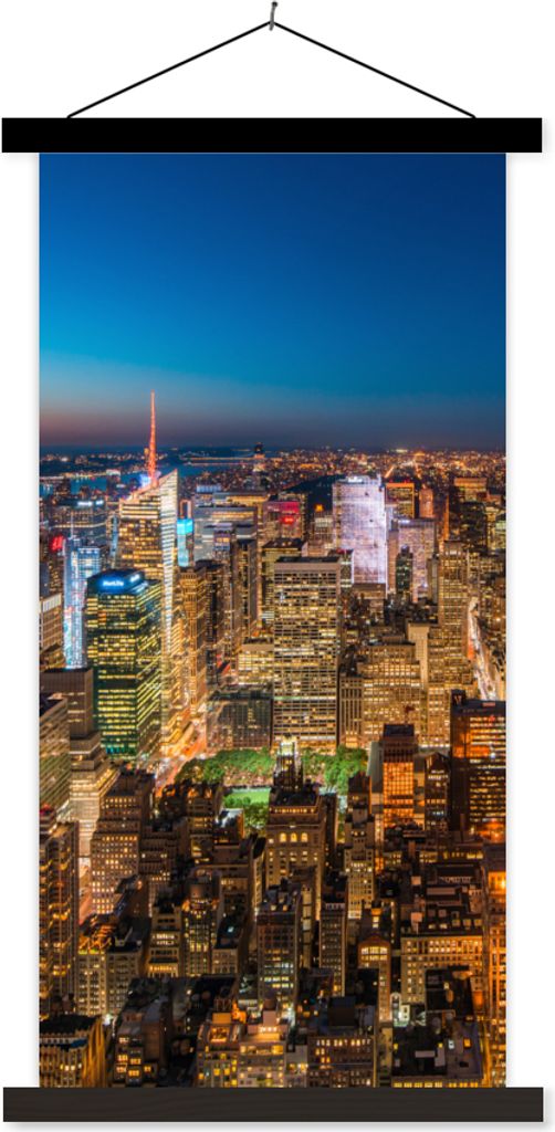 MuchoWow Textilposter New York - Farben - Nacht 40x80 cm mit schwarzem Rahmen - Wandemalerei