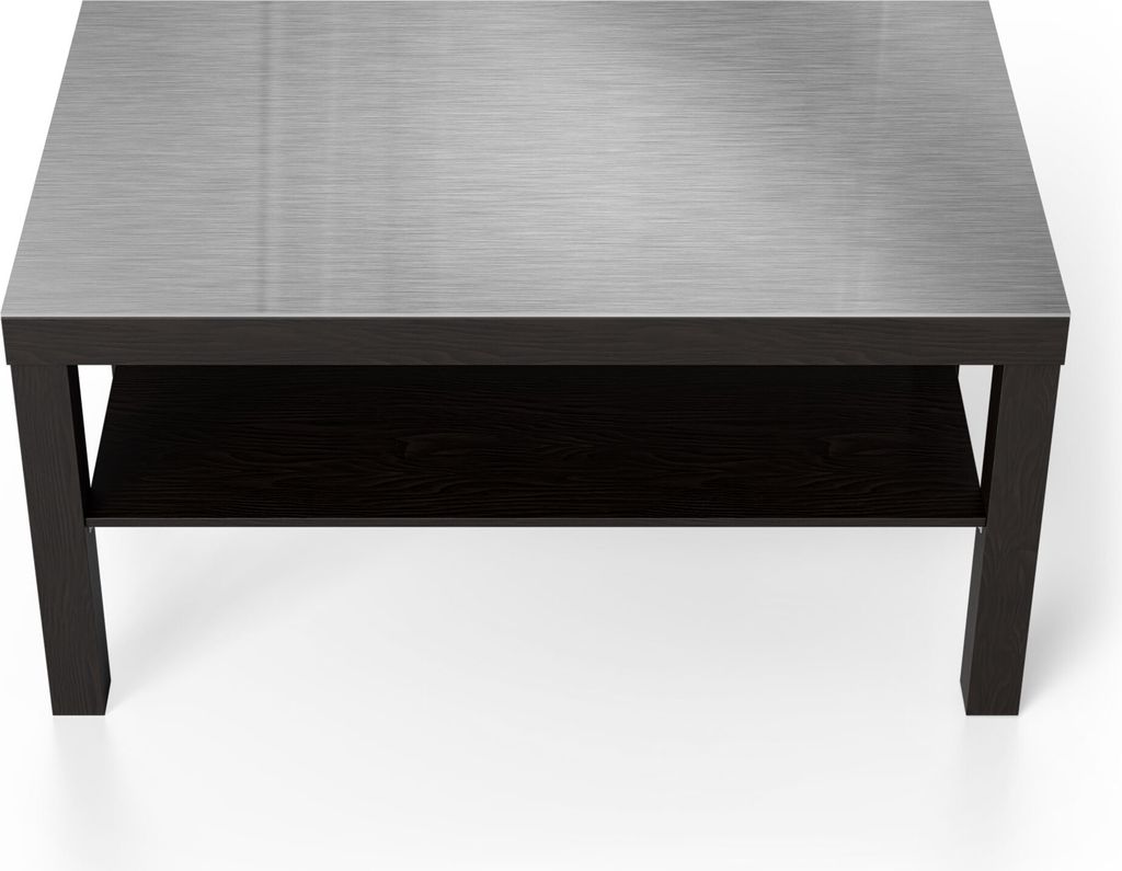 DEQORI Couchtisch 90x55 cm Schwarz 'Gebürsteter Stahl' Glas Beistelltisch