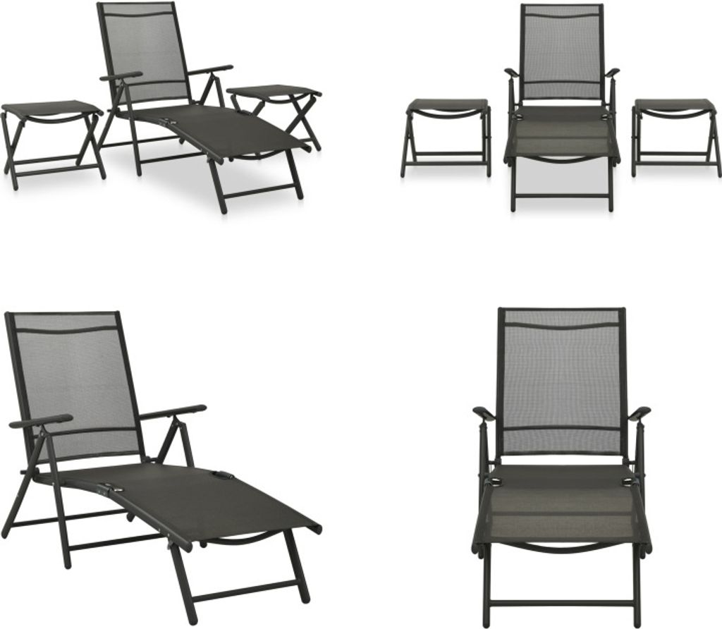 vidaXL 3 tlg. Garten Lounge Set Textilene und Aluminium Produktbild 