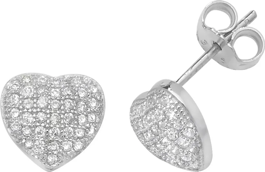 Boucles d'Oreilles Coeur Argent 925 et Zirconium 8mm*9mm TRS22750