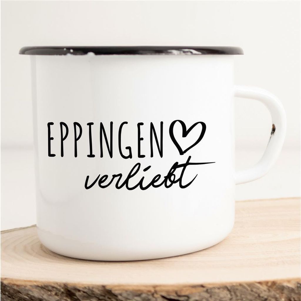 Huuraa Emaille Tasse Eppingen Geschenk Kaffeebecher Vintage 300ml Eppingen Präsent