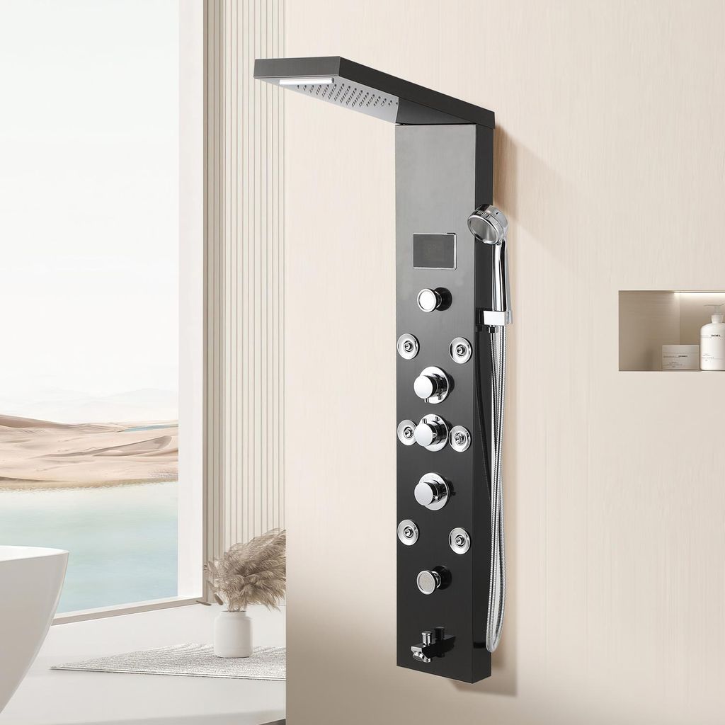 Vigevee Duschpaneel 6-in-1 mit LED, Regendusche & Massage, Produktbild 