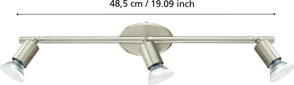 Plafonnier LED BUZZ-LED 3 spots design moderne en acier brossé 48cm