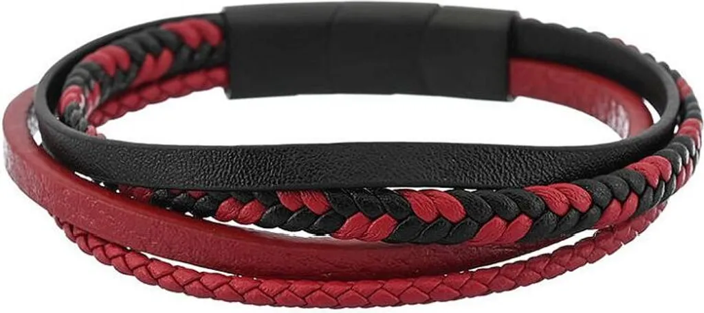 Pacific PCB00098 Bracciale in Pelle Rossa per Uomo | Stile Minimal