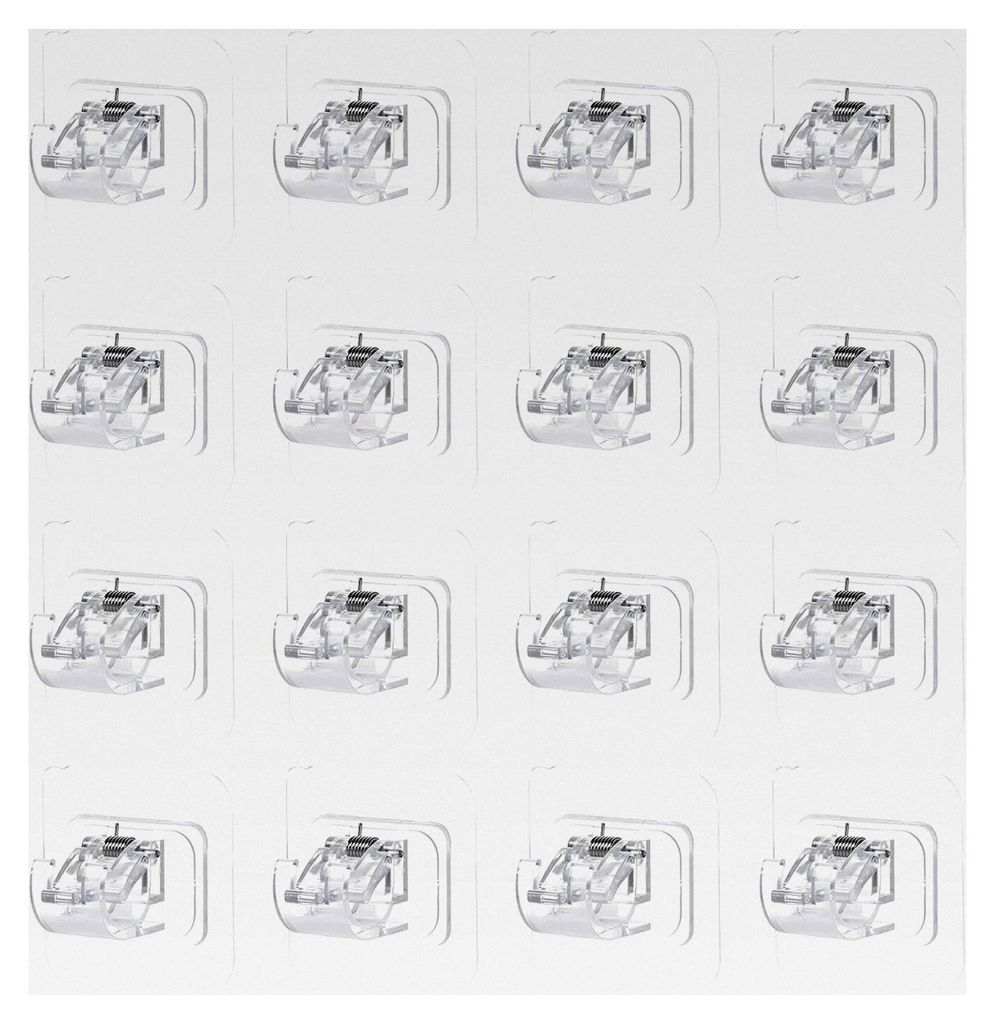 16 Stück Selbstklebende Gardinenstangenhalterungen ohne Bohren, Transparente Halterungen für Wohnzimmer, Schlafzimmer, Bad, Hotel