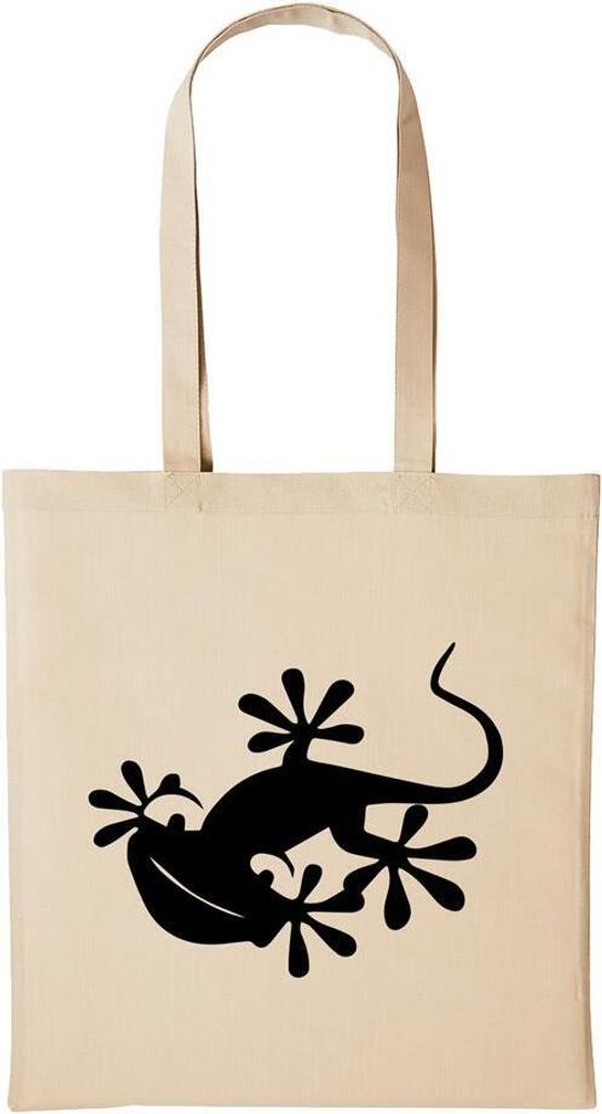 Huuraa Baumwollbeutel Gecko Geschenk Einkaufstasche Natural 10 Liter Baumwolle Gecko Accessoire