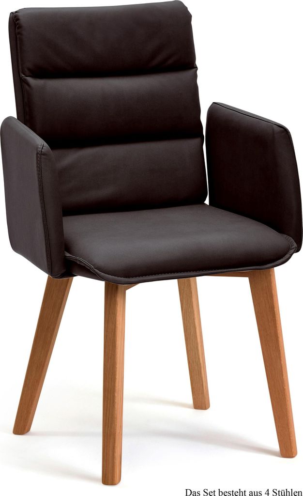 Armlehnstuhl (4er-Set) Daritsa 52x92x60 Eiche geölt/Espresso