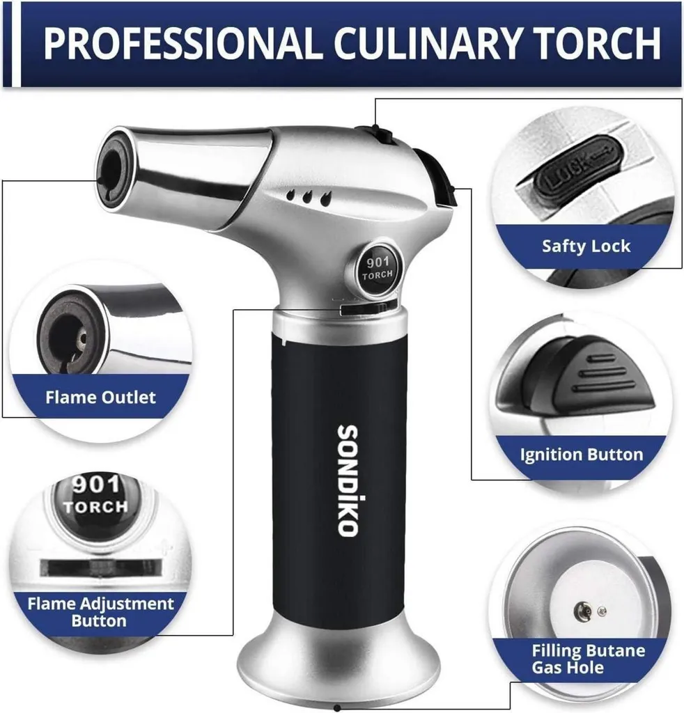 Brûleur de cuisine rechargeable avec verrou de sécurité haute précision