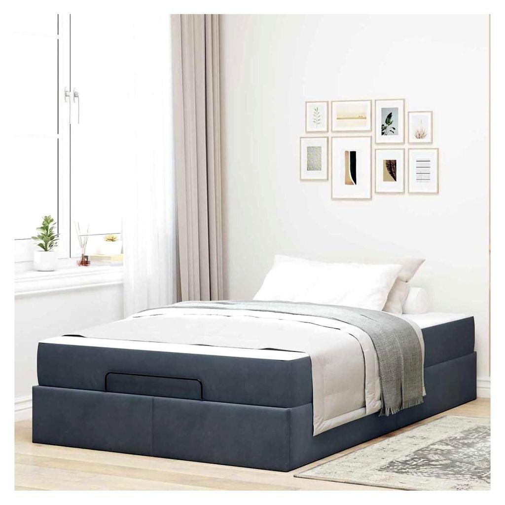 Bettgestell mit Stauraum Dunkelgrau 140 x 190 cm Samt für Schlafzimmer und Gästezimmer