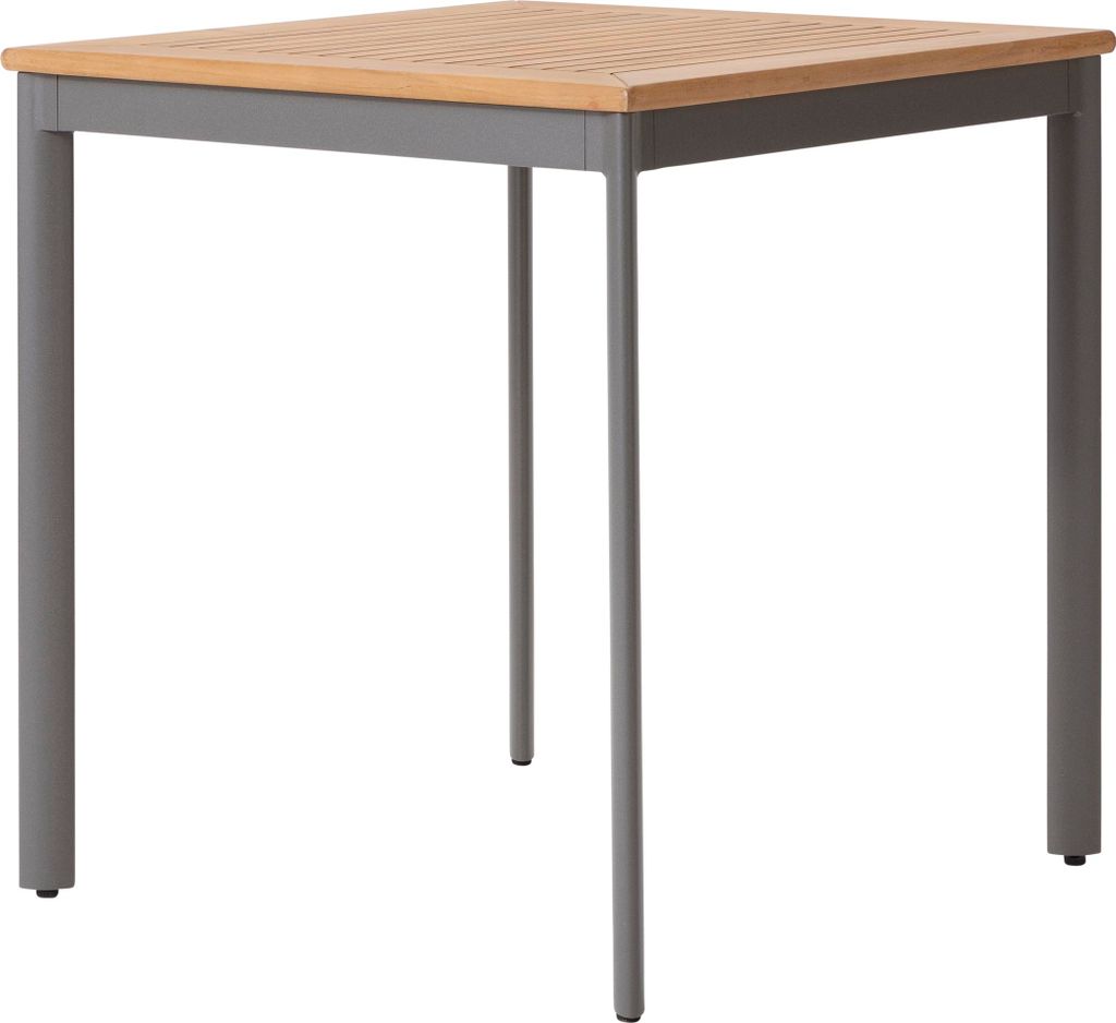 Dehner Gartentisch Colmar, Balkontisch, bis zu 4 Sitzplätze, 70 x 75 x 70 cm B/H/T, Aluminium / FSC es Teakholz, anthrazit / naturfarben