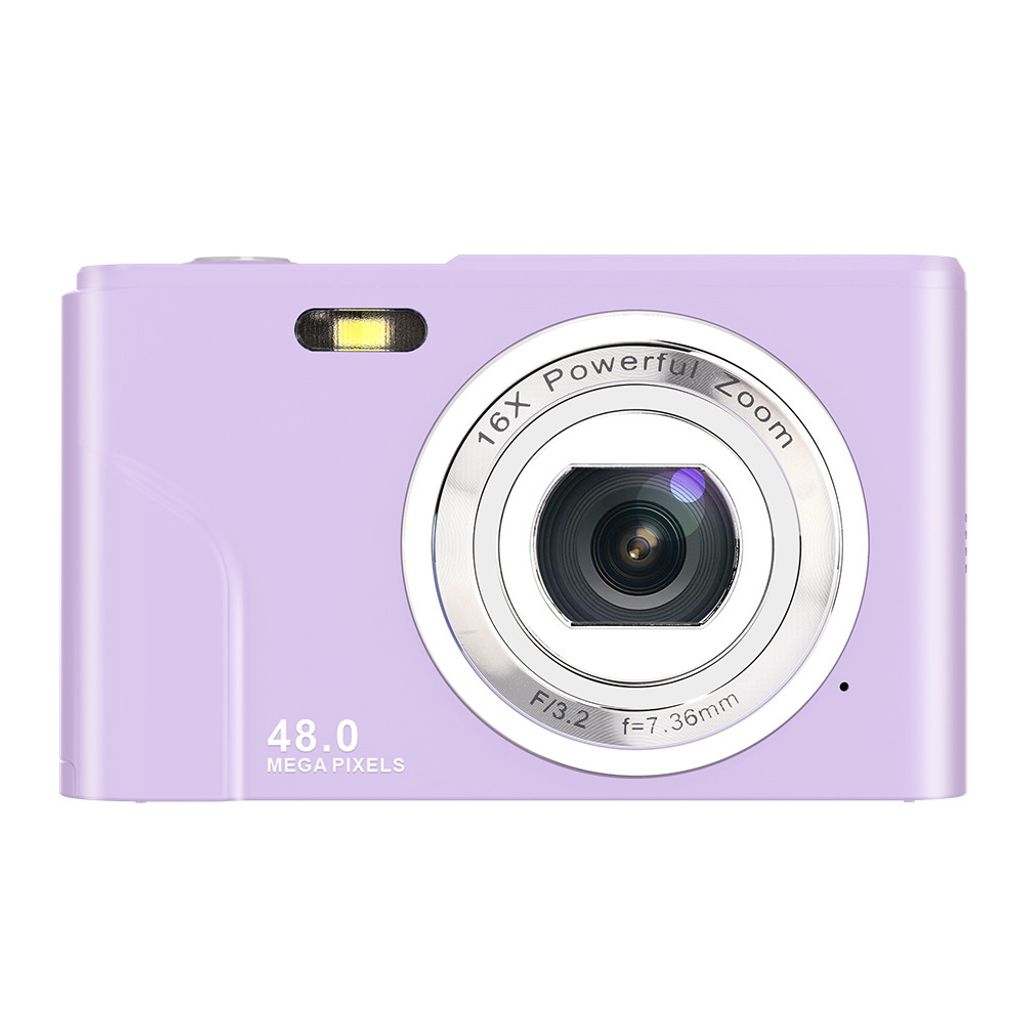 AIORBER Digitalkamera,48MP HD Kompaktkamera, mit 16x Digitalzoom, 2,4 Zoll IPS-Display, tragbar & leicht, 32GB Speicherkarte Digitalkameras, Lila