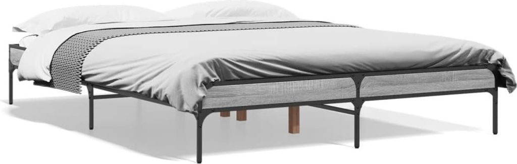 "2026 Promotion" Bettgestell moderne - Grau Sonoma 150x200 cm - Holzwerkstoff und Metall - Polsterbett CC30240