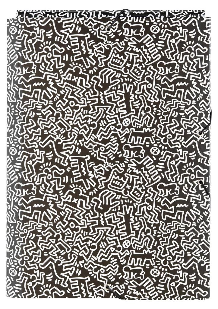Ringordner mit Gummiband – Keith-Haring-Fanartikel, Dokumentenmappe, Schulordner, Aufbewahrungsbox für Schultaschen, Eckverschluss, Büroorganiz...