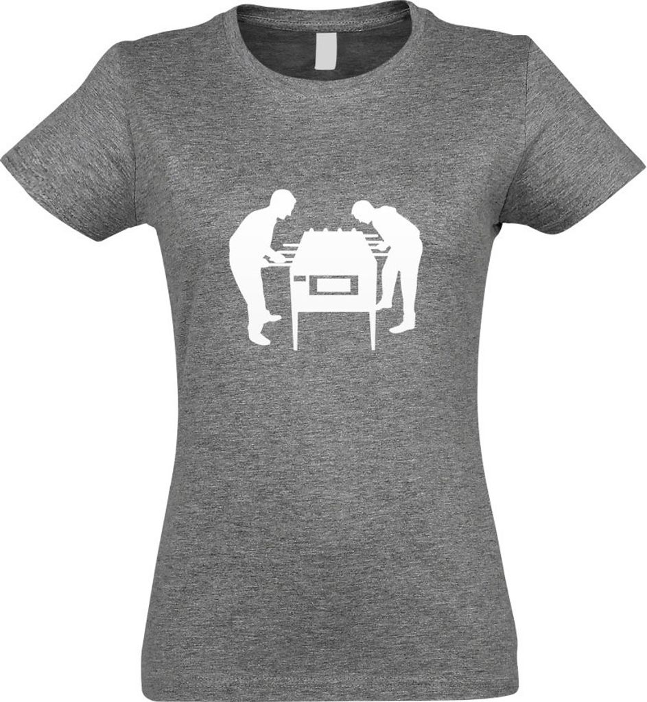Kiwistar - T-Shirt tailliert - Damen - Graumeliert - Kicker Tischfußball Spieler - mit Motiv Bedruckt - Funshirt Design - Sport - Freizeit - Damen...