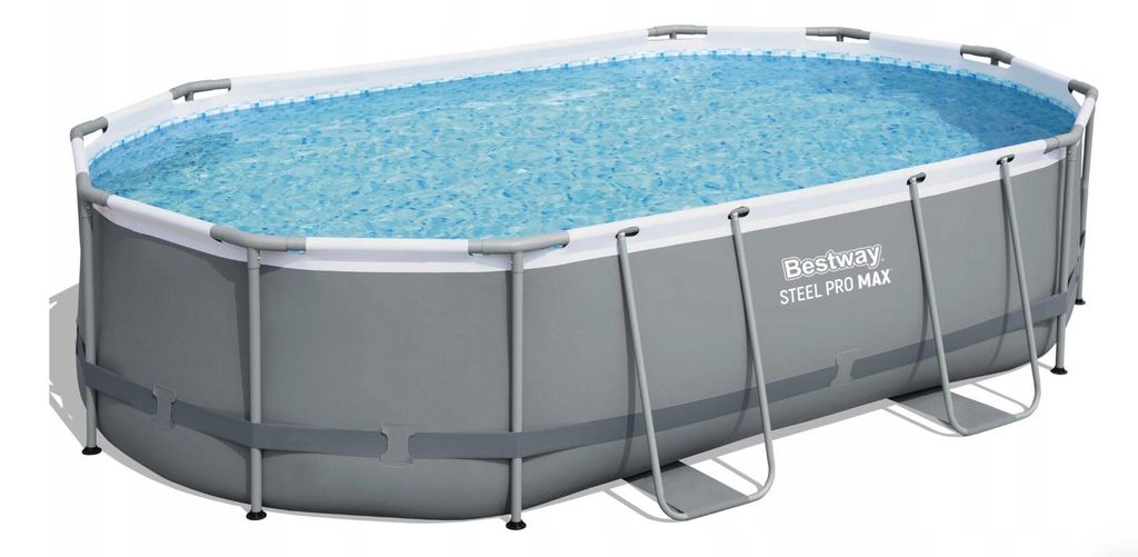 Bestway 56448 Steel Pro Max Oval-Pool-Set 488 x 305 x 107 cm, Aufstellpool mit Filterpumpe, Sicherheitsleiter und Abdeckplane