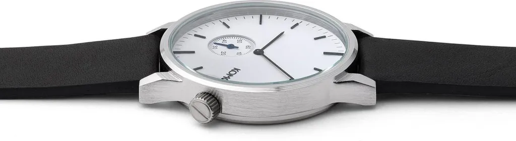 Montre en Cuir Winston Subs Argentée avec Cadran Blanc et Seconde - 4