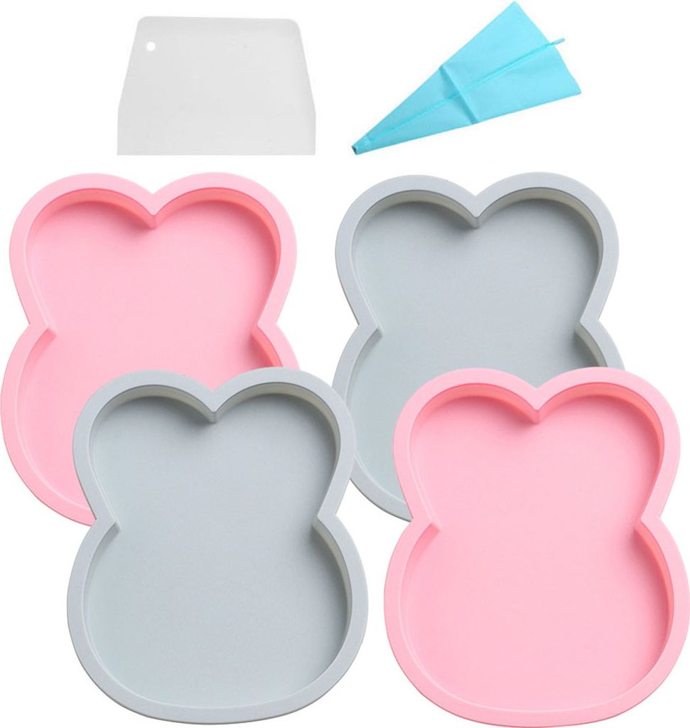 Set Mit 4 Silikon-Kuchenbackformen,18cm Schichtkuchenformen Zum Backen Zu Hause, Regenbogen-Kuchenformen Für Geburtstagsfeier, Jubiläum (Kaninchen)