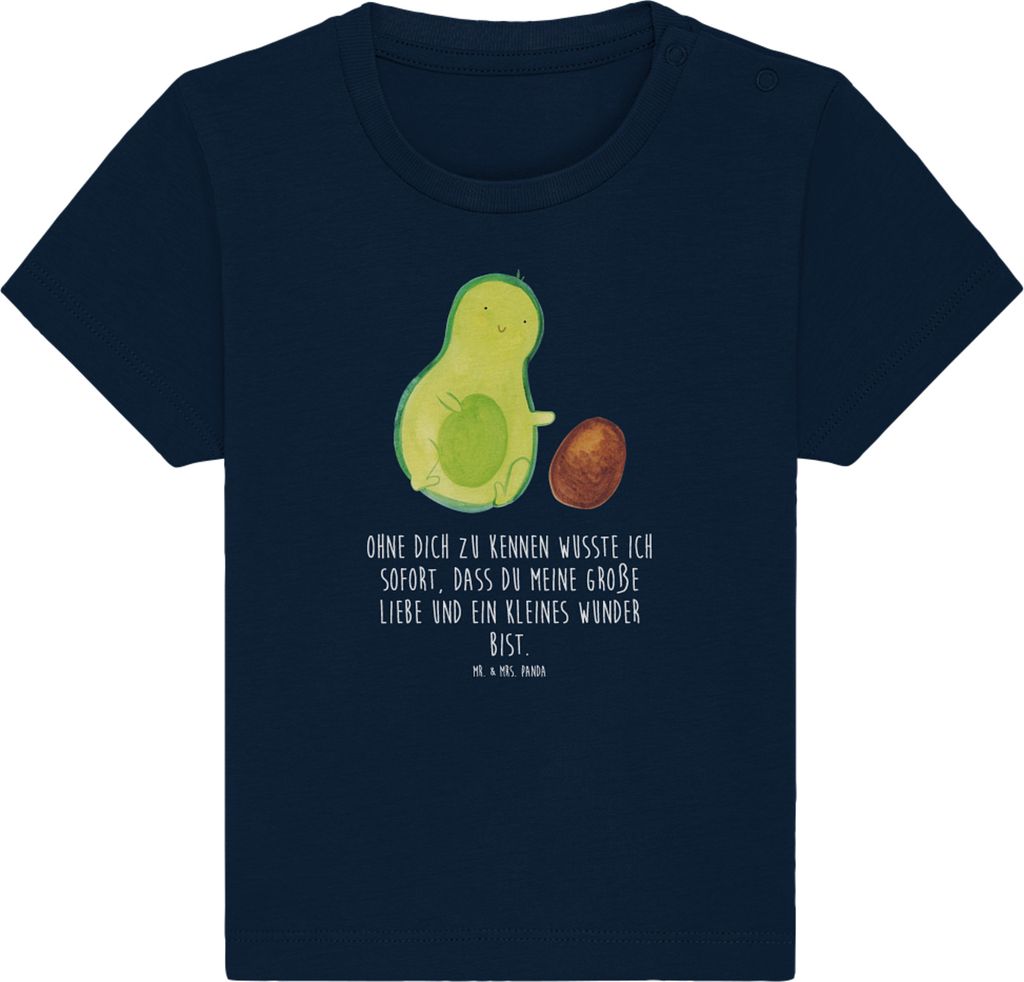 Mr. & Mrs. Panda T-Shirt Avocado Kern rollt 0. - 6. Monat - French Navy - Geschenk, Organic Baby Shirt, Top, Schwangerschaft, Babyparty, Babyshirt,...