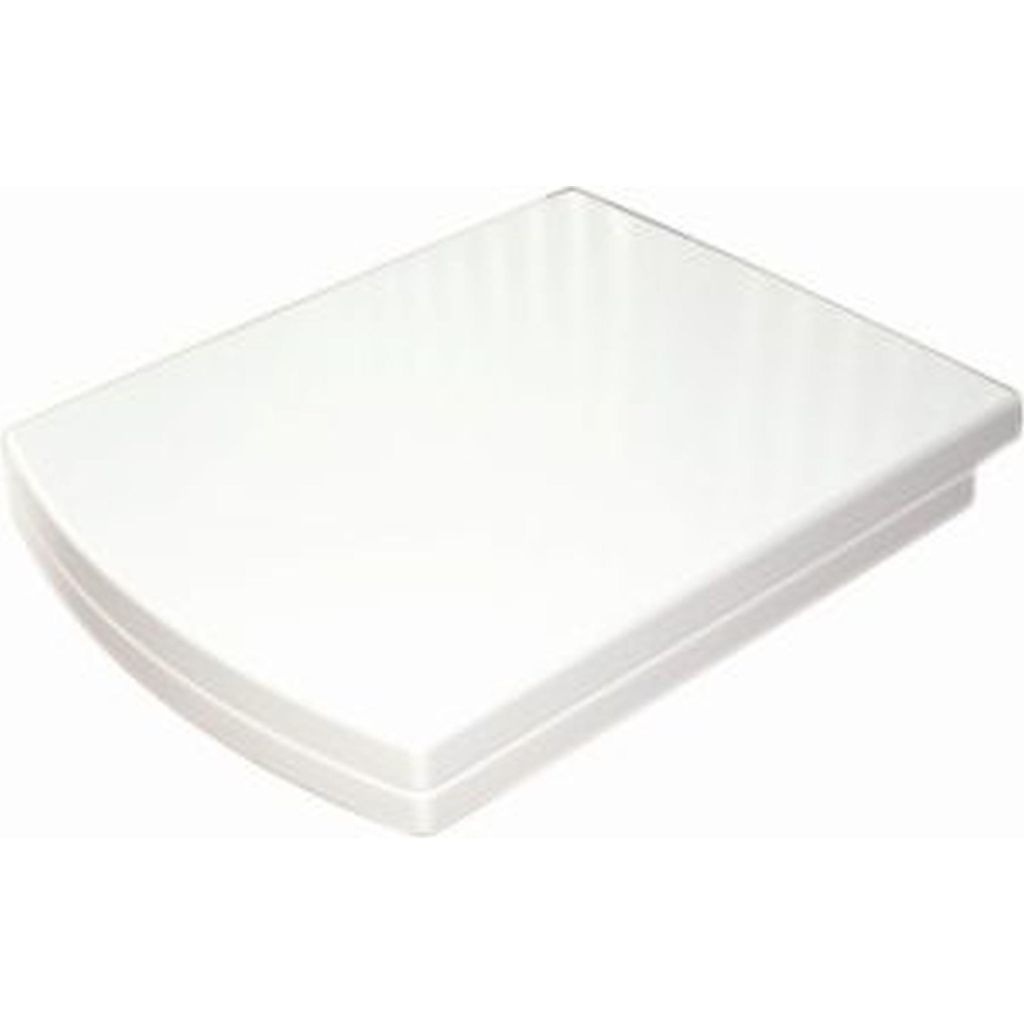 A white toilet seat is shown from a diagonal angle against a white background.