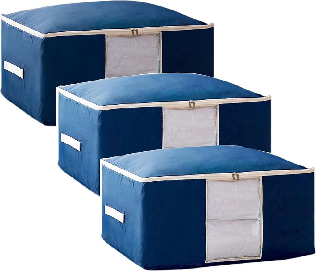 Aufbewahrungstasche unter dem Bett - 3 Stück Dicke Oxford Aufbewahrungstasche für Bettdecken - Faltbarer Organizer mit Reißverschluss - Platz sp...