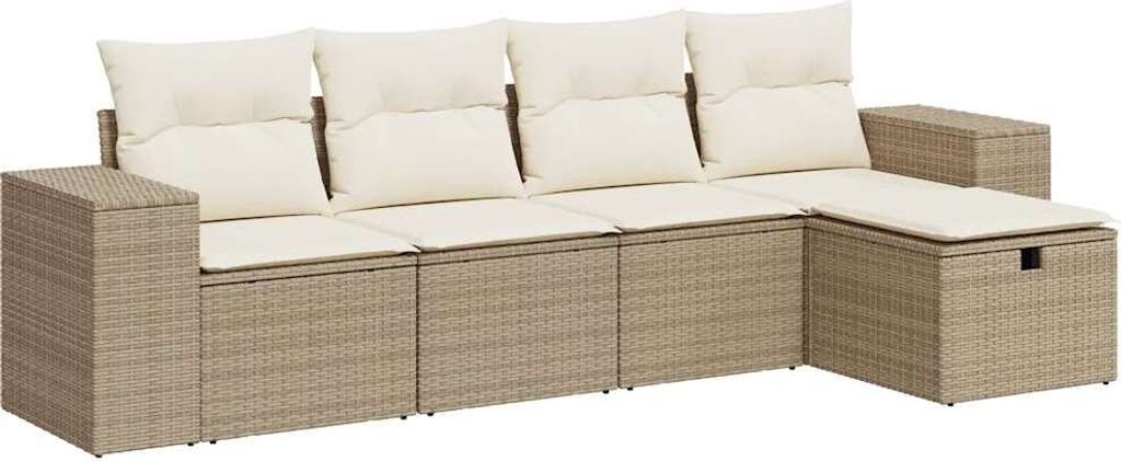 "im Sonderangebot" 5-tlg. Garten-Lounge-Set - elegantes Design - Sitzgruppe/Gartengarnitur - mit Kissen Beige Poly Rattan - Terassenmöbel DEMöbel...