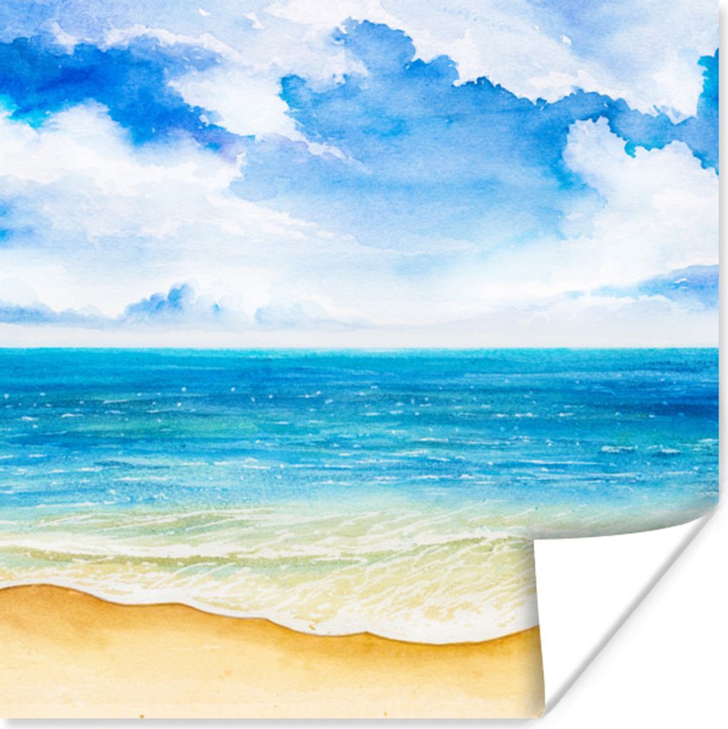 MuchoWow Poster Strand - Meer - Himmel 100x100 cm - Babyzimmer