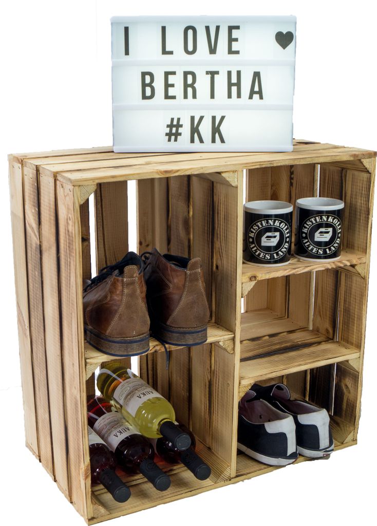 großes Obstkistenregal Bertha geflammt 55x55x30cm Produktbild 
