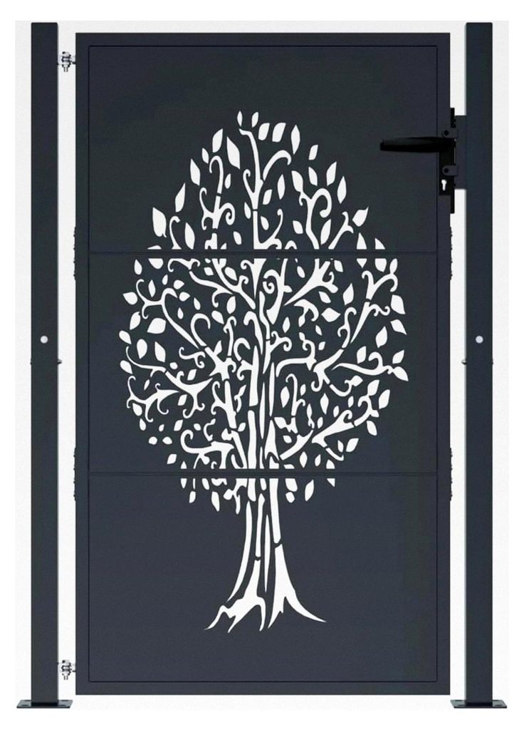 Gartentor Anthrazit 100x125 cm Stahl Baum-Design