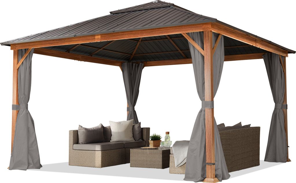 Pawilon ogrodowy 4x4 m w optyce drewna dach stalowy hardtop Zdjęcie produktu 