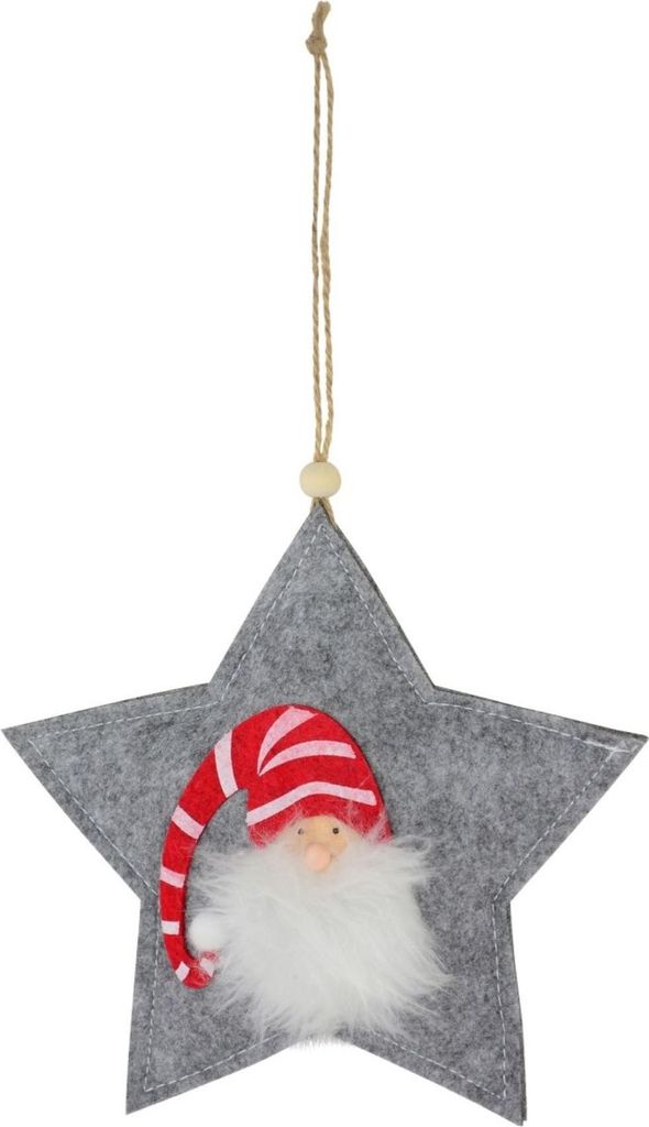 Stern zum Hängen - Grau mit Wichtel | 20 cm