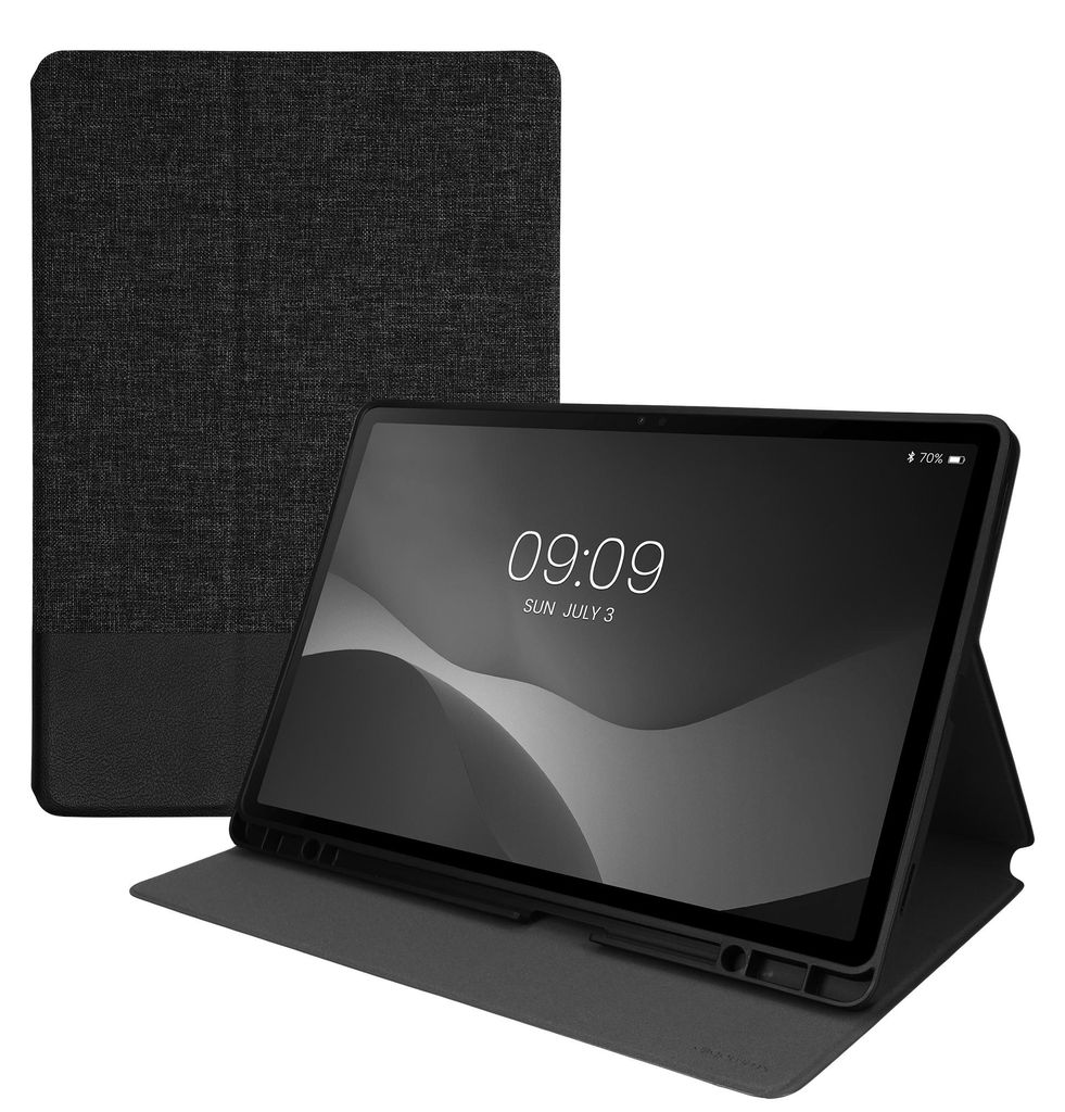 kwmobile Schutzhülle kompatibel mit Samsung s9 FE Plus - Hülle Slim - Tablet Cover Case mit Ständer Dunkelgrau Schwarz