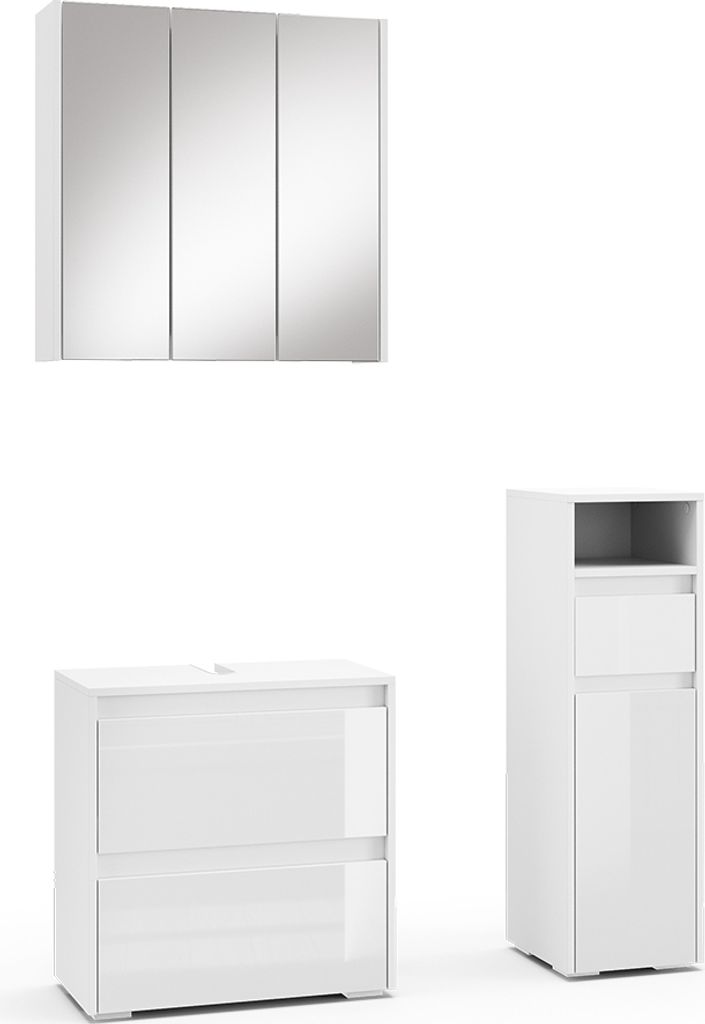 Badmöbel-Set Vicco Majest Weiß Hochglanz 3 Teile, Model Produktbild 