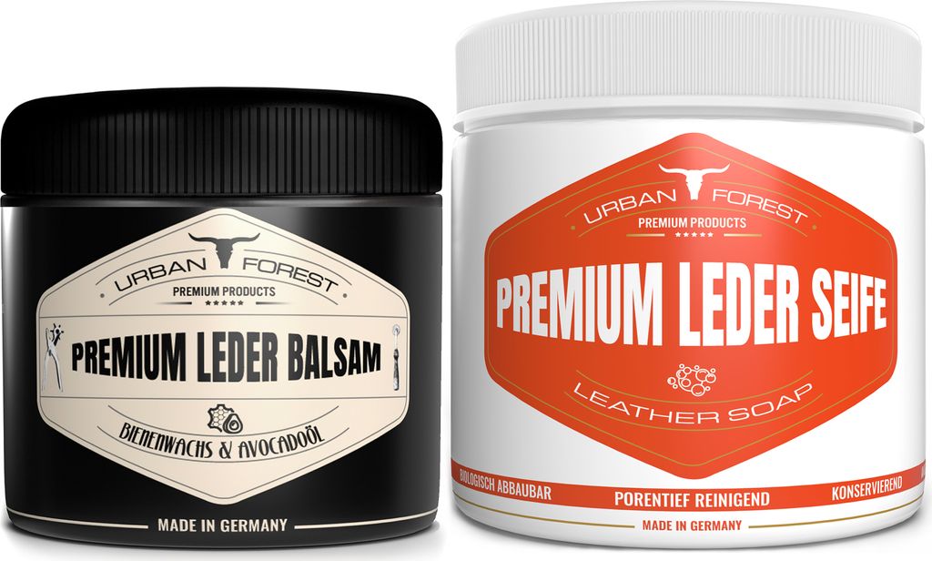 Lederseife Sattelseife 500ml + Lederbalsam 250ml mit natürlichem Bienenwachs als SPARSET für Lederpflege Leder-Imprägnierung & Leder Reinigung