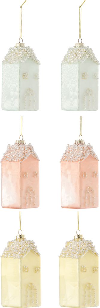 J-Line Dose Von 6 Häusern Hängend 2+2+2 Glas Mix