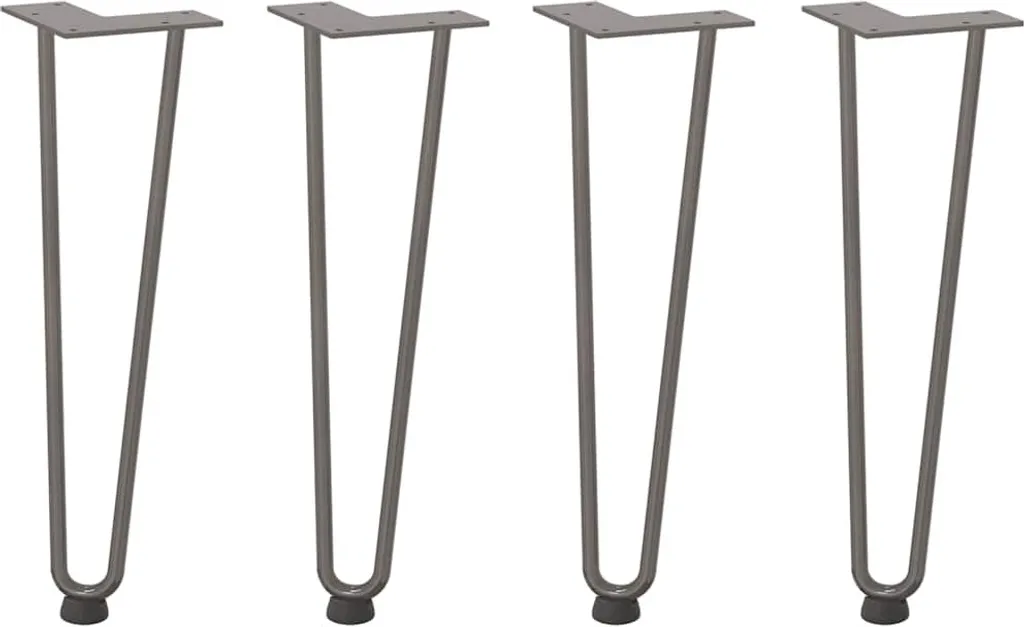 SYFAX™ Gambe a Forcina 42cm Acciaio Naturale 4pz per Tavolini DIY