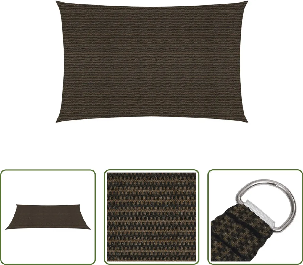 Vela Ombreggiante 3x5m Marrone HDPE 160g/m² | Design Outdoor Moderno