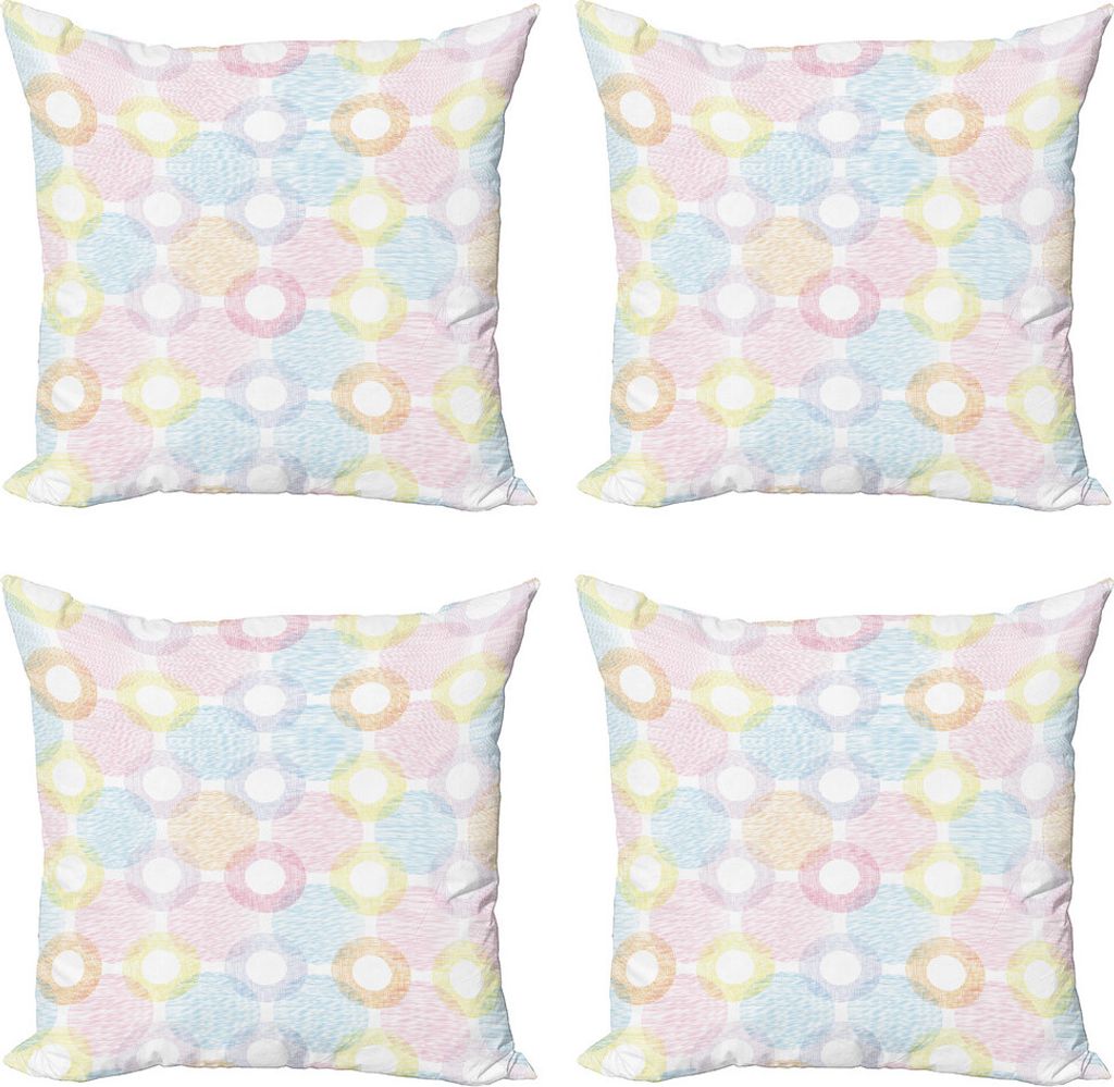 ABAKUHAUS Pastell Kissenbezug Set (4 Stück), Big Spots Overlapping, Moderner Doppelseitiger Digitaldruck, 60 cm x 60 cm, Mehrfarbig