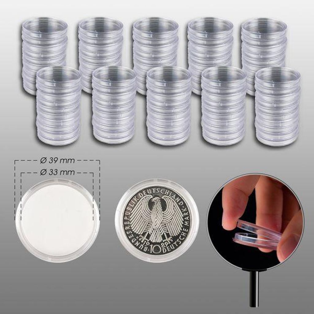 Prophila Collection 100 Münzkapseln Innendurchmesser 33 mm Produktbild 