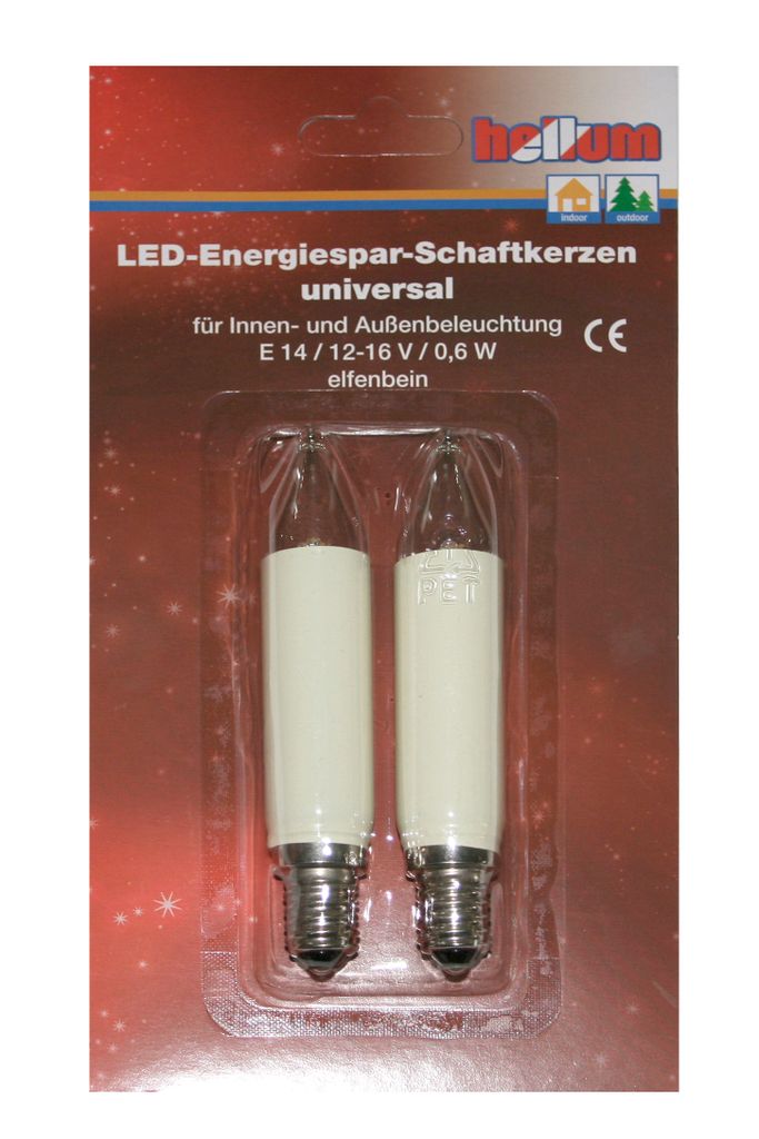 A retail package containing two LED candle lights.