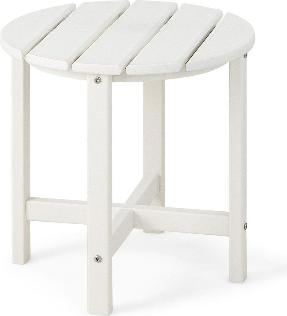 Beistelltisch Kleiner Gartentisch aus UV-beständigem Kunststoff Weiß