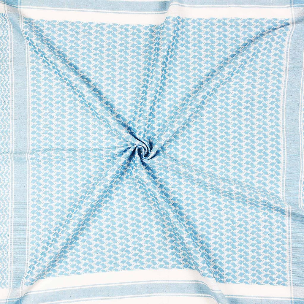 Palituch - weiß - blau-hellblau - Kufiya PLO Tuch Produktbild 3