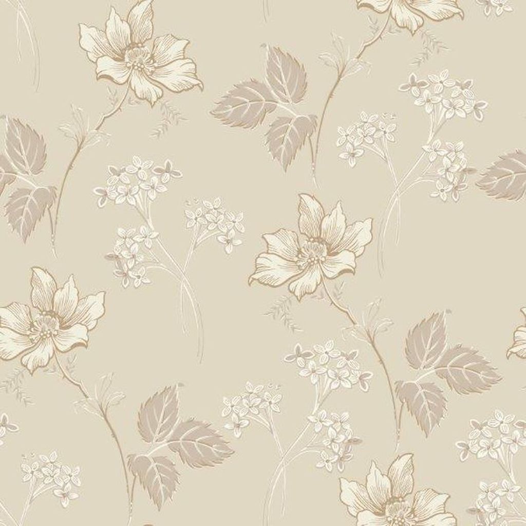 Borastapeter Tapete Blumen Sandbeige - 660838 - 53 cm x 10.05 m
