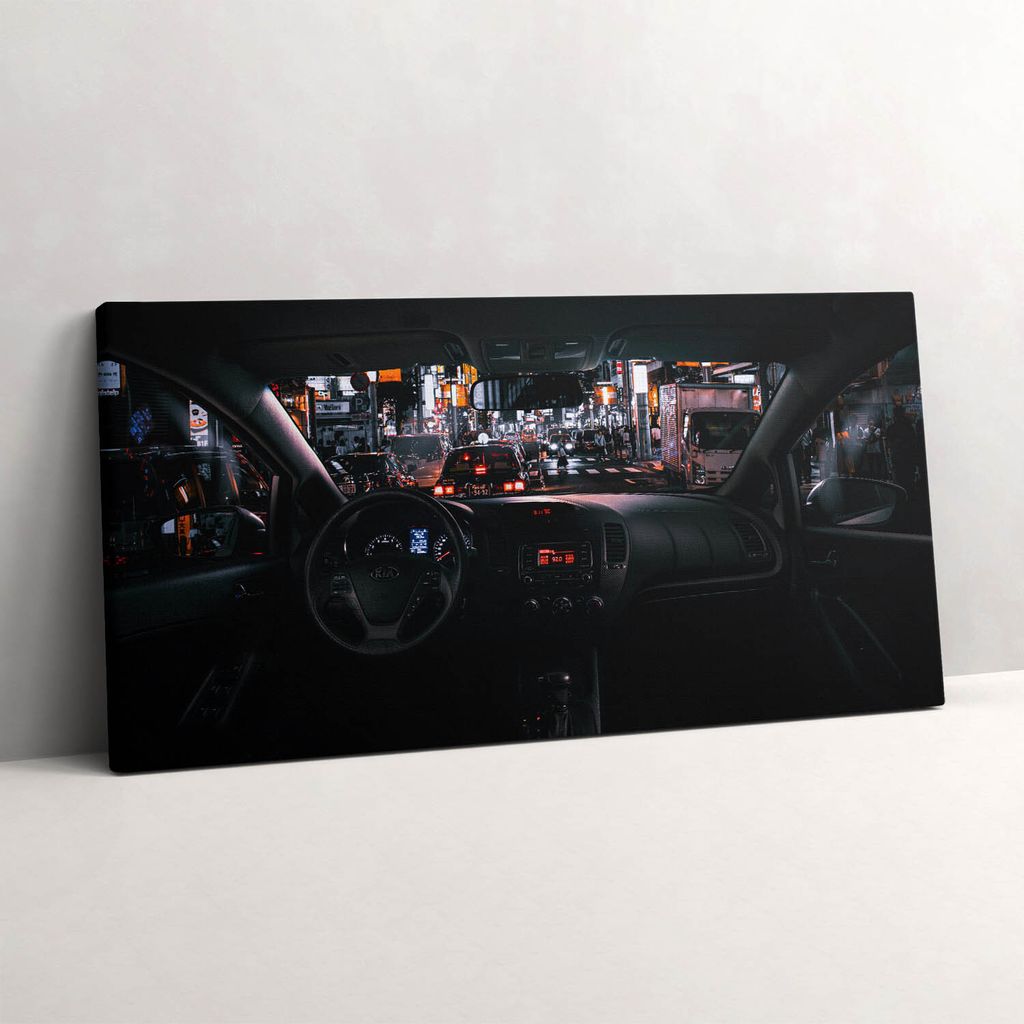 Auto in Tokio – Leinwandbild Wandbild – 100x50 cm – Leinwandbilder – Wandbilder – Schlafzimmer – Flur