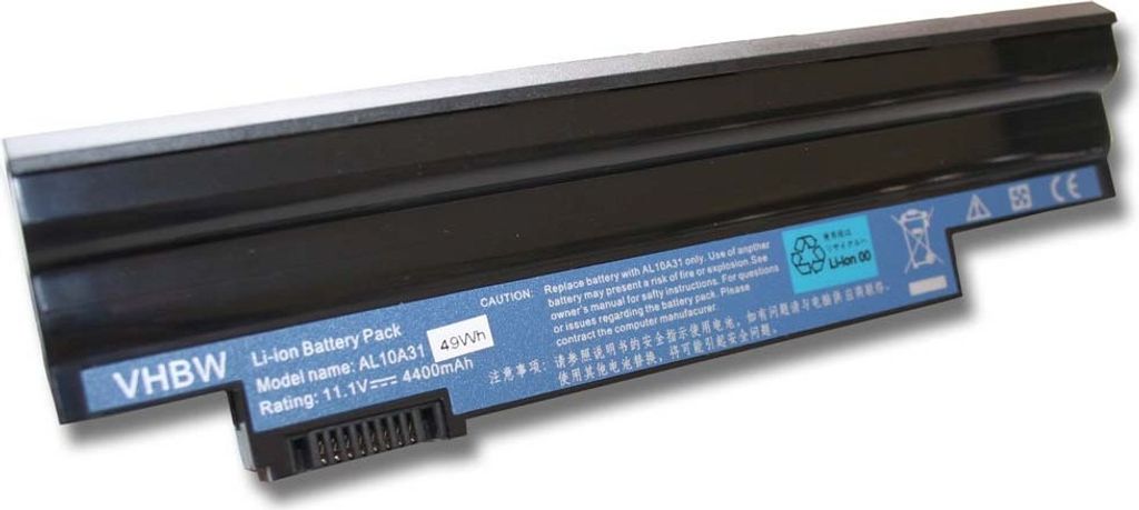 vhbw Akku kompatibel mit Acer Aspire One D260-2576, D260-23797, D260-2455, D260-2571, D260-2380, D260-2440 Notebook (4400 mAh, 11,1 V, Li-Ion)