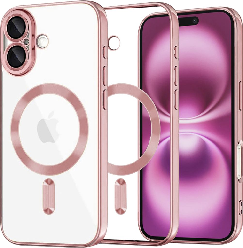 Techsuit Luxury Crystal Back Cover Hülle mit MagSafe für Apple iPhone 16 Plus - Transparent/Rosa