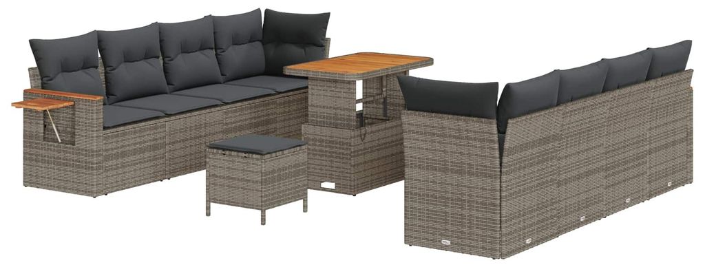 vidaXL Gartensofa-set 11 pcs Grau Poly-Rattan