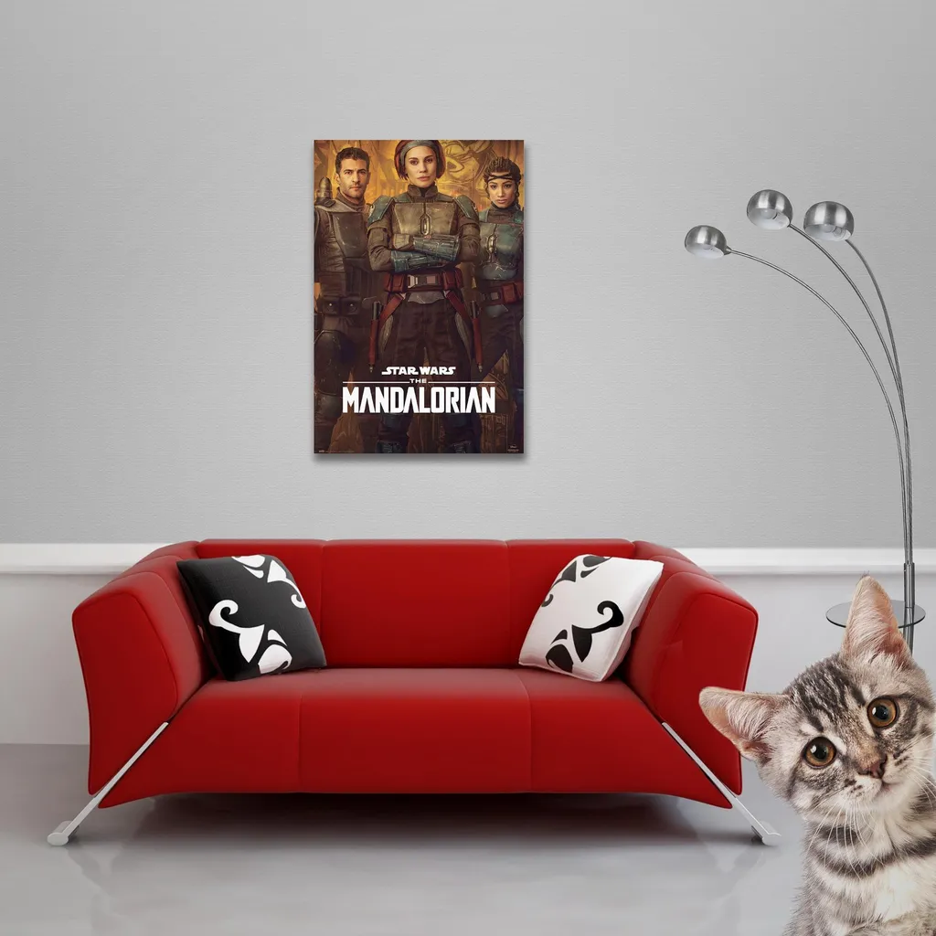 Poster Star Wars Bo-Katan 61 cm avec Supports Bois pour Mur sans Trous